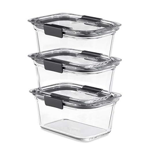 Rubbermaid Brilliance Glass Storage 4.7-Cup Food Containers with Lids, Clear (Pack of 3)
