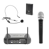Frequenzgang 40 Hz - 20 kHz FUNK MIKROFON SET VHF HAND MICRO WIRELESS HEADSET SPRACH & GESANG DJ DYNAMISCH