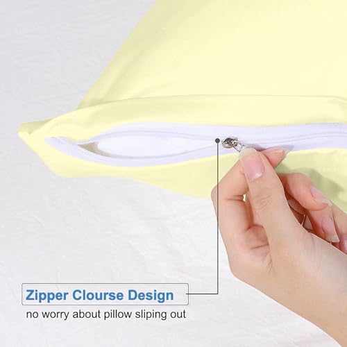Image of Comfort Beddings 100% Organic Cotton Pack of 2 Youth Pillowcases 16x22 Ivory Pillow Cases with Zipper Closure, Crisp Percale Weave, Soft & Cooling Pillow Covers (Size-16x22, Ivory)