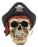 Gifts & Decor Pirate Captain Marauder Looting Skull with Hook Hat Skeleton Figurine Statue