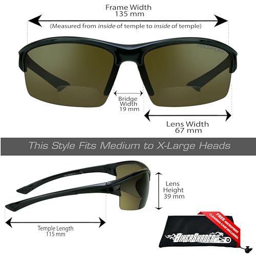 Image of proSPORT Polarized Bifocal Reading Sunglasses Men Women Smoke Brown Lens Tinted Bi-Focal Reader