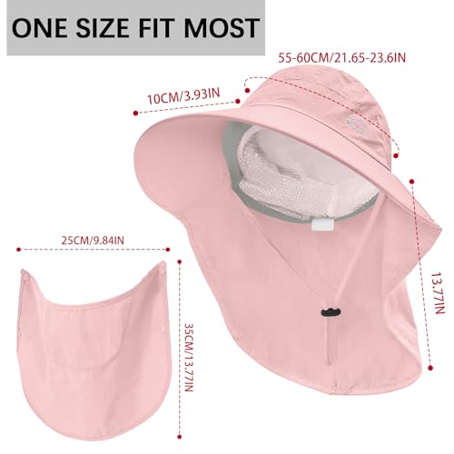 Image of Rosoz Sun Hat for Men Women with Neck Flap,Wide Brim UPF50+ Fishing Hat with Detachable Face Cover Outdoor Sun Protection Hat