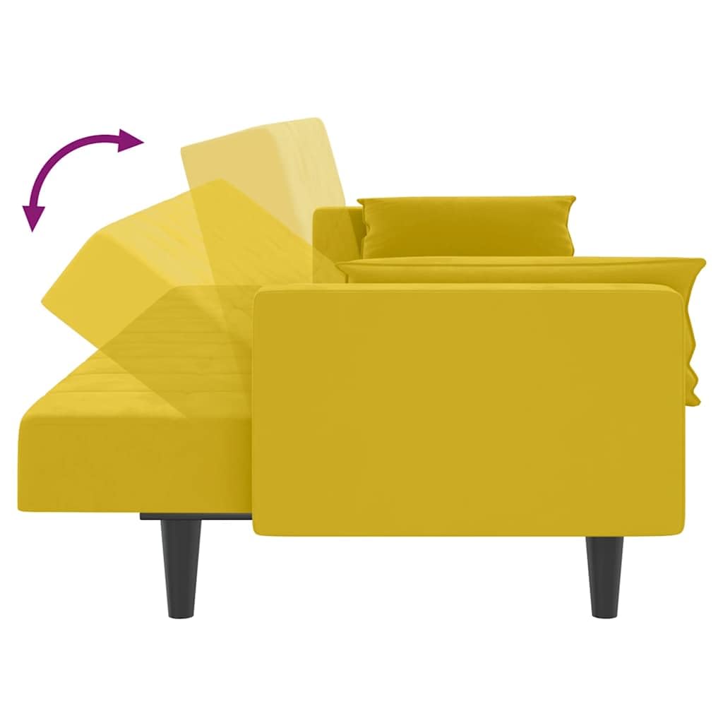 vidaXL Sofá Cama de 2 plazas con Dos Almohadas Terciopelo Amarillo
