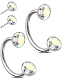 OUFER Body Piercing Anillos de nariz de herradura: 2 piezas de acero quirúrgico 316L de 20 g, aro de nariz para mujeres y hombres, herradura sin rosca, septum, labio, ceja, hélice, oreja, fosa nasal
