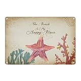 Nautical Vintage Ocean Starfish Metal Tin Sign Wall Plaque Seaside Whale Vintage Home Decorative Sig