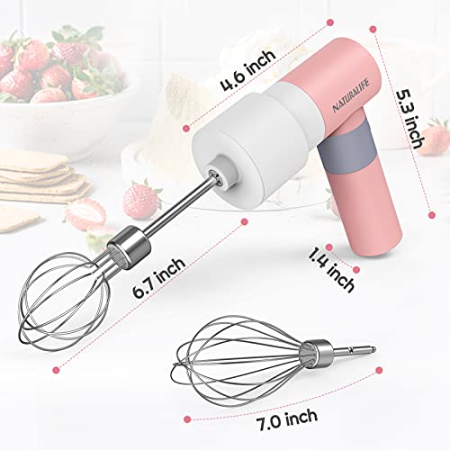 Elektrischer Schneebesen,Naturalife Elektrischer Handmixer klein Handrührgerät Küche Egg Beater Rührer mit 2… – Bild 3