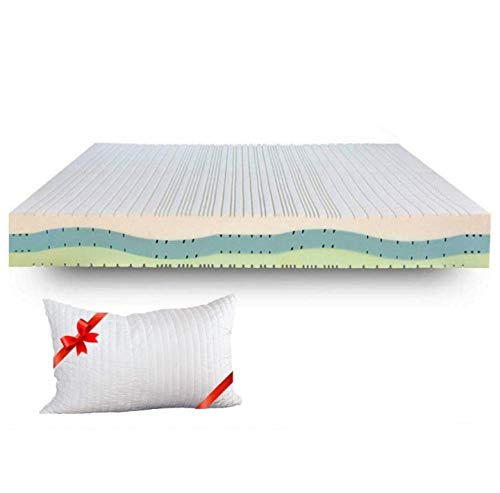 EVERGREENWEB - Materasso Singolo 90x200 in MEMORY FOAM Alto 20 cm Ortopedico con DISPOSITIVO MEDICO, Lastra Waterfoam AIR 7 Zone DOPPIO LATO Estivo Invernale Tessuto Sfoderabile + Cuscino Letto GRATIS