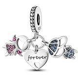 MM | Abalorio Charm Dije 100% plata de ley 925 Amor hijos Niña y Niño placa forever, colgante para mujer compatible con...