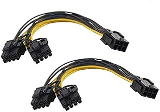 PCI-E 6 Pin to Dual 8(6+2) Pin Splitter Power Cable, 6 Pin Female to 2X 8(6+2) Pin Male GPU Adapter Connector Extender Cable for Graphics Video Card, Mining Rig - 18AWG 8inch (2 Pack)