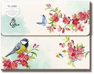 The Great British Card Company The Wildlife Letter Writing Paper Set - Includes A5 Paper, Envelopes and Stickers - Blue Tit and Blossom Design