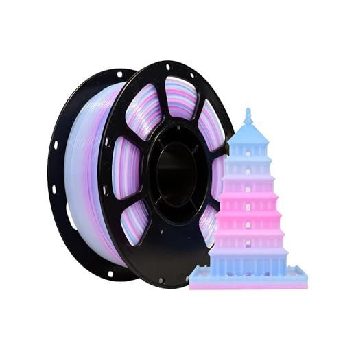 iBOSS 3D Printer Filament Clear PLA Plus, Multicolor Transparent Transition Filament, 1.75mm+/-0.02 PLA PRO Gradient White Pink Blue Multicolor PLA+ Filament, 3D Printing Filament 1KG/2.2lb