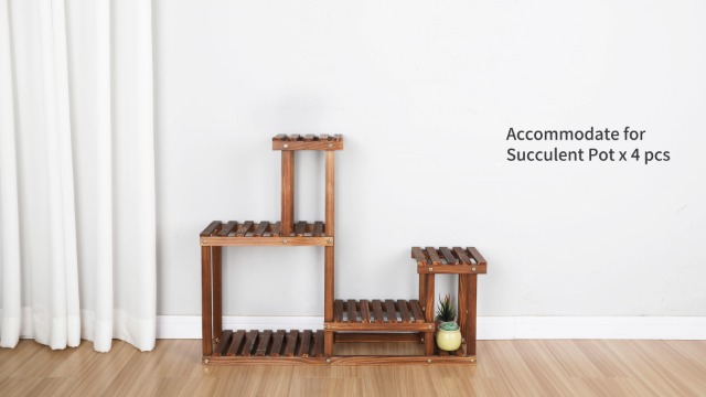 Pine Wood Plant Stand Indoor Outdoor Multi Layer Flower Shelf Rack Higher and Lower Plant Holder in Garden Balcony Patio Living Room (4 Tiers )