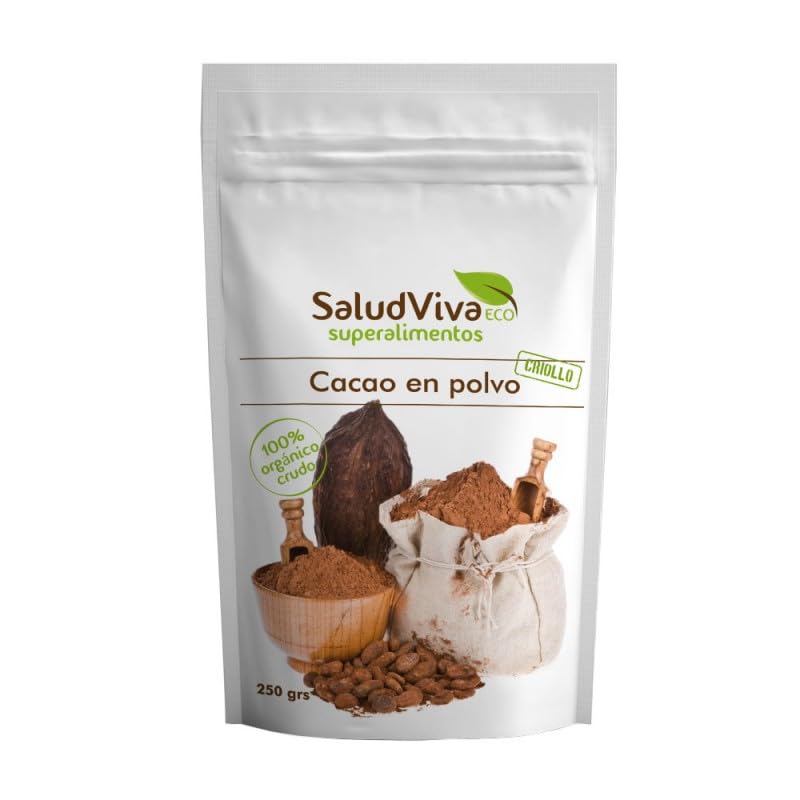 Cacao en Polvo Bio 250g | Ecológico y Puro | Rico en Magnesio y Antioxidantes | Superalimento Vegano de Salud Viva