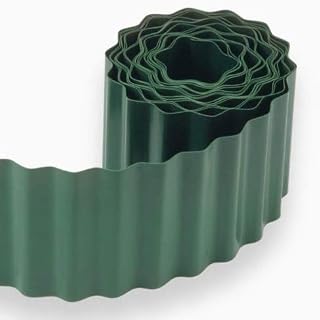garden mile Heavy Duty Green Plastic Garden Border Edging - Durable and Flexible Decorative Stones Lawn Edging Border Garden Fencing and Tidy for Grass Borders, Ponds, Flower Beds (12cm x 6m)