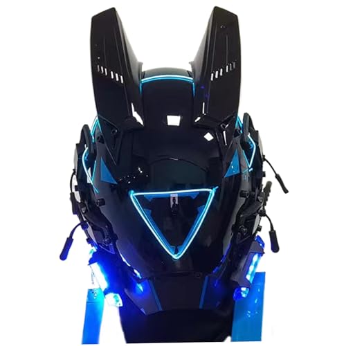 Masque Halloween punk LED : casque cosplay futuriste sombre