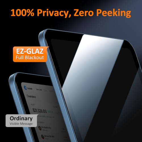 Image of EZ-GLAZ-2 Pack Privacy Screen Protector for iPad A16 2025 11th (11 Inch) / 10th Gen 2022 (10.9 Inch) - Landscape /Horizontal Viewing Privacy Mode, 9H+ Tempered Glass with Install Tool, Anti-Scratch, Pencil Compatible