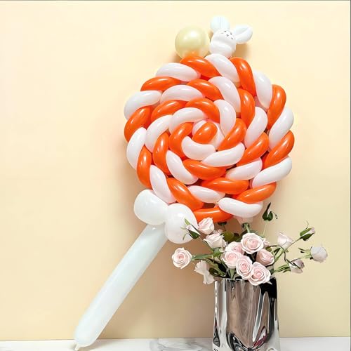 Image of 260 Orange Long Balloons for Balloon Garland Thickening Skinny Latex Twisting Animals Modeling Christmas Birthday Wedding Party Festival Decorations 100pcs