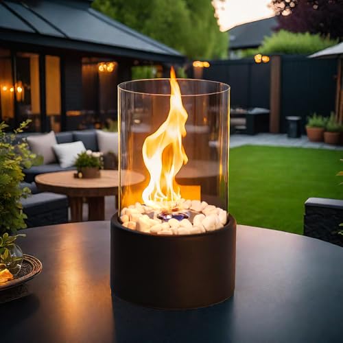 JHY DESIGN Chimenea de Mesa Redonda, Maceta de Fuego, Chimenea portátil de bioetanol, Quemado Limpio, Chimenea sin ventilación para Mesa, hogar, Cocina, Sala de Estar, jardín