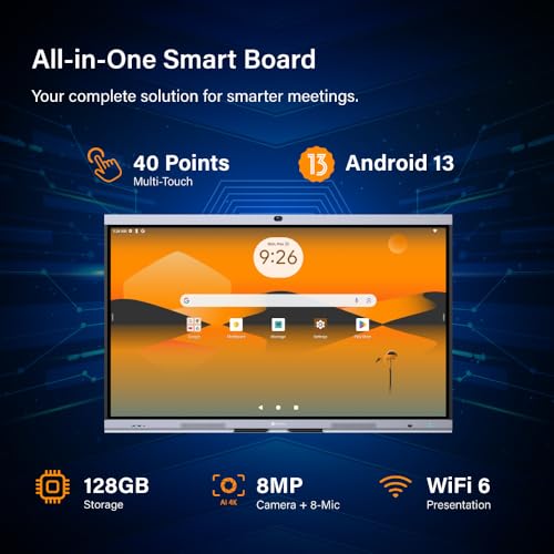 Image of AG Neovo 75 inch Smart Board with Camera and Microphone, Google EDLA Certified Interactive Whiteboard for Business, Android 13, Wireless Screen Sharing, Digital Whiteboard (IFP7504P-AO)
