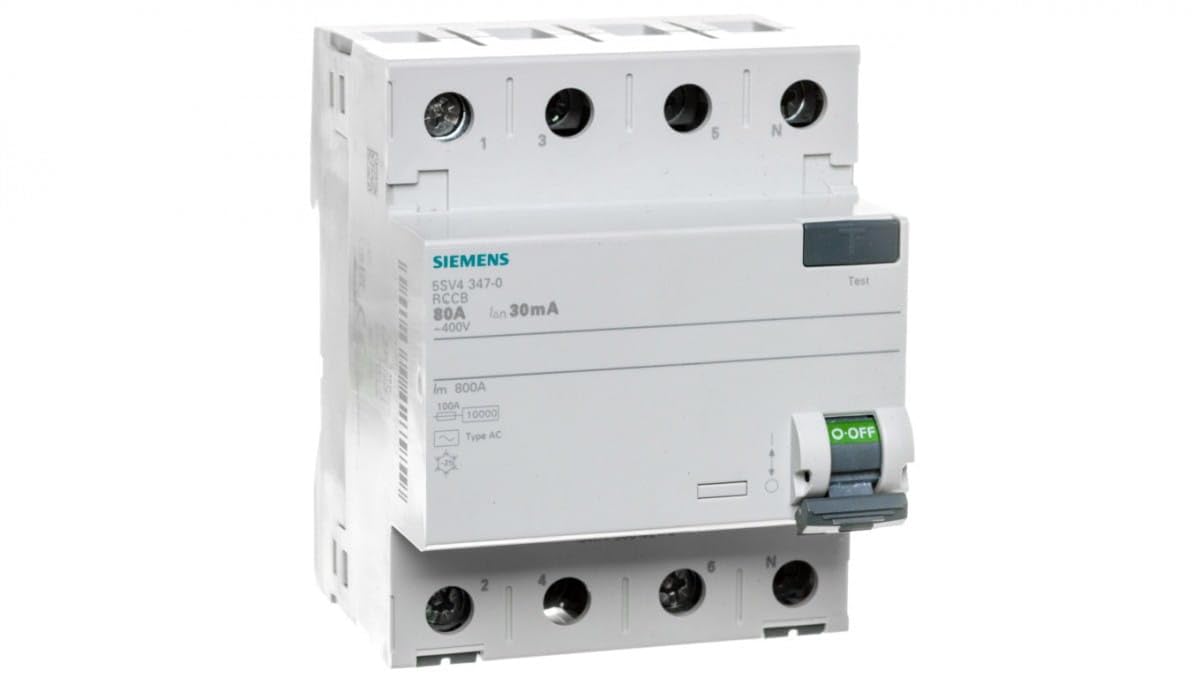 Siemens 5sv interrupteur différentiel protège votre réseau triphasé 80A 30mA