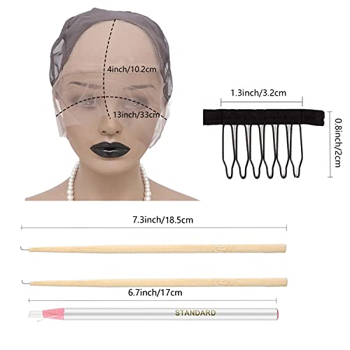 13X4 Lace Front Wig Cap For Making Wigs With Adjustable Straps Transparent Swiss Lace Medium Size Breathable Glueless Weaving Cap Wig Base For Ventilating Or Knotting With Wig Combs Lace Wig Cap For Diy Wigs #TOP1
