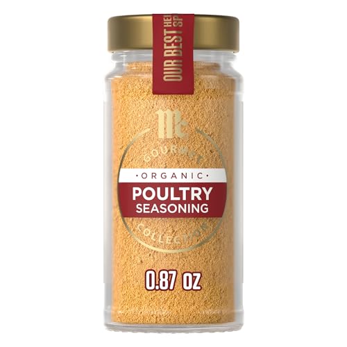 McCormick Gourmet Collection Poultry Seasoning Organic Non GMO Kosher Our Best Herbs & Spices Blend of Thyme Sage & Other Spices Elevates Roast Chicken Turkey & Gravy 0.87 oz