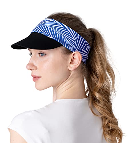 Saniripple Foldable Sun Visor Hats With Upf 50+ Lightweight Sports Sun Cap For Cycling, Running, Hiking Blue And White Stripe #TOP6