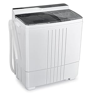 Giantex Portable Washing Machine, 21lbs Capacity, 14.4lbs Washer and 6.6Llbs Spinner, Compact for Apartment RV, White & Gray, GT-GE-10390US-GR-FP