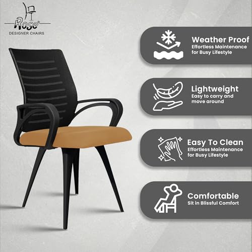 Image of ROSE Elite | 3 Years Brand Warranty | Ergonomic Office Chair, Study, WFH, Revolving, Rolling, Desk, Task, Laptop, Student Chair (Rust Seat & Black Back, Elite MB Reception)