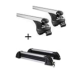 VDP Relingträger Quick L + Skiträger/Snowboardträger/Skihalter Alu 4 Paar Ski kompatibel mit Kia NIRO ab 2016