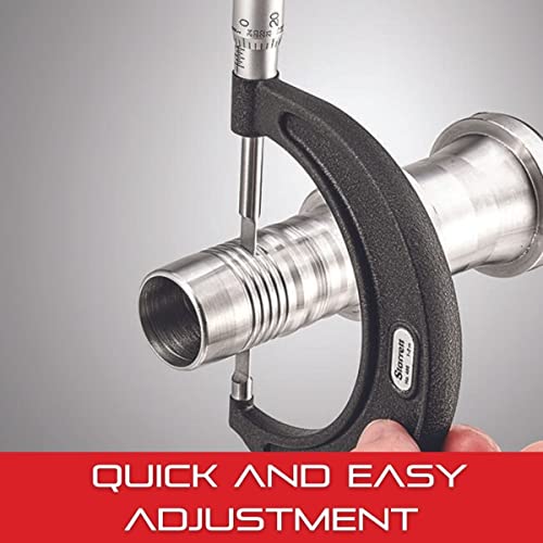 Starrett Outside Micrometer With One-Piece Spindle, Advanced Sleeve Design And Tapered Frame - Quick And Easy Adjustment, 0-1" Range, 0001" Graduations - T230Xfl #TOP4