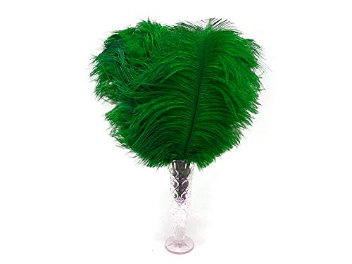 10 Pieces - 11-13" Kelly Green Bleached & Dyed Ostrich Drabs Body Feathers Centerpiece Craft Costume Supply | Moonlight Feather #TOP7