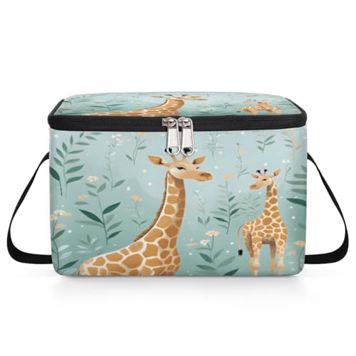 GzLeyigou Giraffe Lunch Bags for Women Men 9 Cans, Hot & Cold Food Delivery Bag Insulated Grocery Bag Insulated Lunch Box Cartoon Animal Cooler Bag for Office Work Picnic Beach
