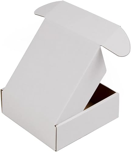 Miniatura 129 de Cajas de envío de 6 x 6 x 2 pulgadas, paquete de 25 cajas de cartón corrugado marrón para pequeñas empresas, embalaje y correo Marrón,Blanco