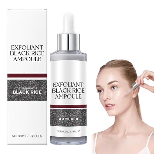 OIXYA Ampolla de Arroz,negro Suero Exfoliante de Arroz Blanco, exfoliante facial,Peeling Facial Reis, Apertura de Poros, Exfoliación Suave, exfoliante,Eliminador de Puntos Negros (100 ml)