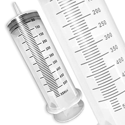 500/550ml Large Syringe with Measurements Sterile Individual Sealed Industrial Use for Gardening Home Hydroponics Oil Paint Art Garage Pet Scientific Labs Motoring Application For Silicone Glue Home