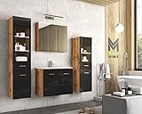 ensemble meubles salle à manger Les éléments en verre de la porte en verre trempé laqué, mis en valeur par l'éclairage LED fourni, donnent une nouvelle dimension à votre salle de bains. Miroir en forme de deux portes derrière lesquelles se trouve un espace de rangement supplémentaire.