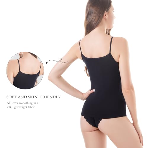 Image of Womens Tank Top Camisoles with Premium Cotton Italian Design - Trimmed with Flower Lace on Neckline