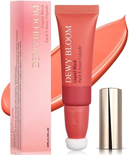 MARBUROLY Liquid Blush Beauty Wand, Matte Cream Face Blushes Stick with Cushion Applicator, Multi-use Makeup Waterproof Blendable Rouge Liquid Blush Stick For Cheeks Glow Dewy Finish (102 Serenade-Orange)