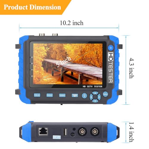 Monitor de 5 pulgadas con prueba de vídeo analógica 4 en 1 para cámaras de seguridad 4K 7