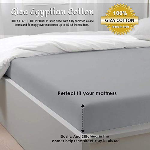 Image of 100% Giza Egyptian Cotton Split King Bed Sheets for Adjustable Beds 5 Piece Set, Ultra Soft, 16 inch Deep Pockets with All Around Elastic for a Snug Fit, Luxury Split King Size Bedding, Light Grey
