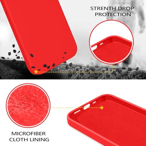 Image of Elzzi Liquid Silicone Gel Rubber, Microfiber Candy Non-Slip Full Body Protective Shockproof Back Cover Compatible for iPhone 13 Mini (2021) 5.4 Inch - Red
