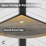 CAPHAUS 6-Tier Corner Shelf, 71.1-Inch Tall Corner Bookshelf with Metal Frame, Round Corner Shelf Unit for Bathroom, Living Room, Home, Office, Dark Grey - Image 4