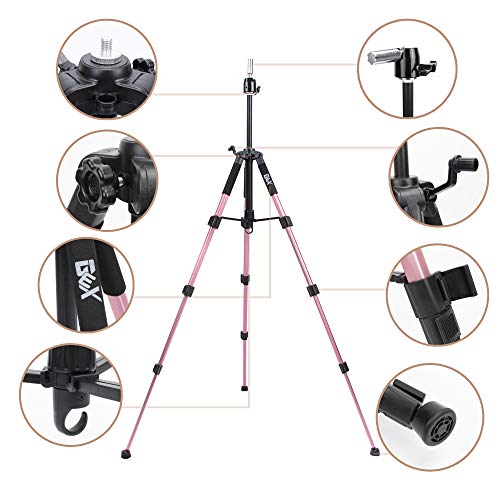 GEX Mannequin Tripod Stand Canvas Block Training Doll Manikin Head Wig Stand for Cosmetology Hairdressing(Rose Gold)