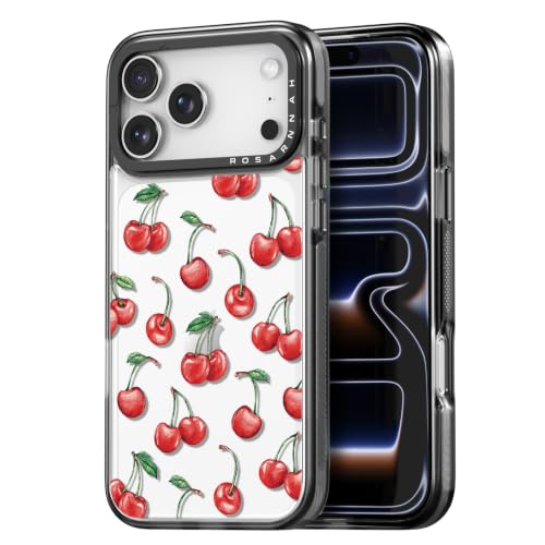 Rosarnnah for iPhone 18 Pro Max Case Aesthetic Black, Cherry