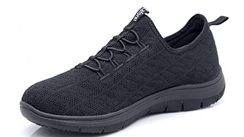 Laforst Jewel 3155 Womens Synthetic Mesh Upper Lace Up Slip Resistant Server Waitress Slip On Sneaker Black 7.5