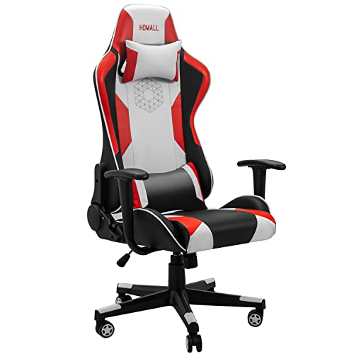 Homall Gaming Chair Racing Style Office Chair Ergonomic High-Back Pu Leather Computer Gaming Chair With Headrest And Lumbar Support (Red/White) #TOP21