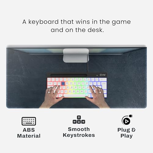 Image of EVM Gaming Keyboard 62 Keys RGB | Compact Wired Keyboard | LED Backlit | Anti-Ghosting Keys | USB Keyboard for PC Laptop | Mini Gaming Keyboard | 1 Year Warranty(EVM-WDK-612)