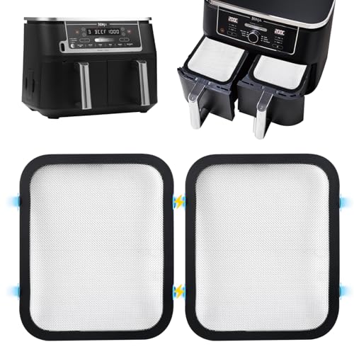 2 Stück Edelstahl Spritzschutz Heißluftfritteuse Zubehör Kompatibel mit Ninja Foodi Max Dual Zone AF400EU & AF451EU Airfryer Feinmaschiger Fettspritzschutz für Air fryer mit silikon außen