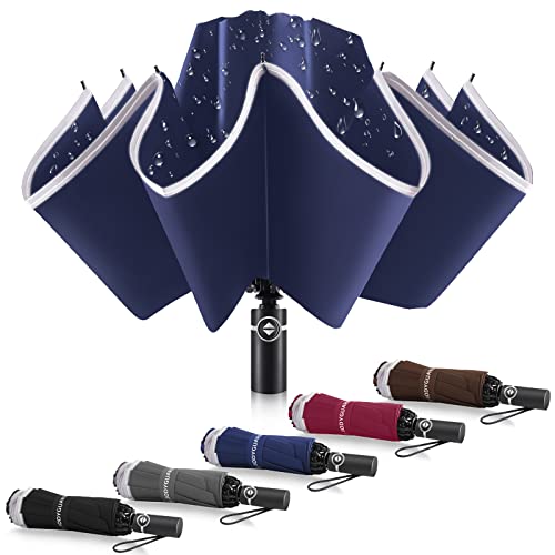 Bodyguard Inverted Umbrella Large Windproof Umbrellas For Rain Sun Travel Umbrella Compact With Reflective Stripe, Blue-46 In #TOP25